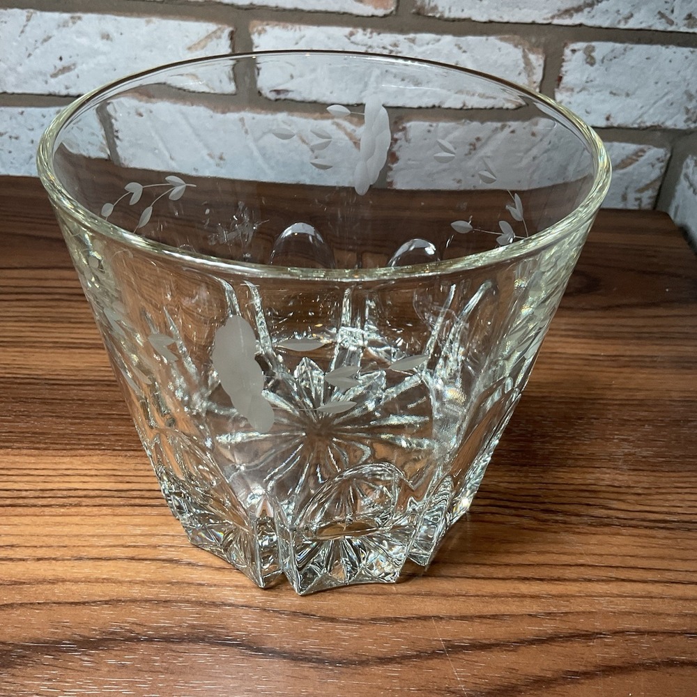 Vintage Heavy PRINCESS HOUSE 1980's Crystal Ice Bucket Heritage Etched Pattern.